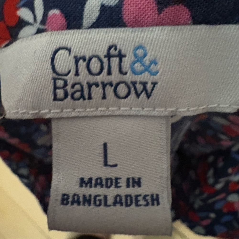 croft & barrow Navy Floral Button-Front Shirt - Picture 5 of 7